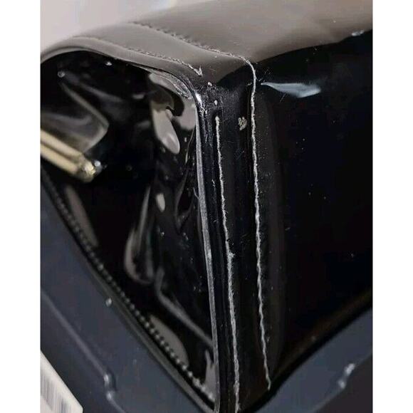 Vintage 1950s 1960's Black Patent Leather Framed Purse Short handle Classy U.S.A - Picture 10 of 13